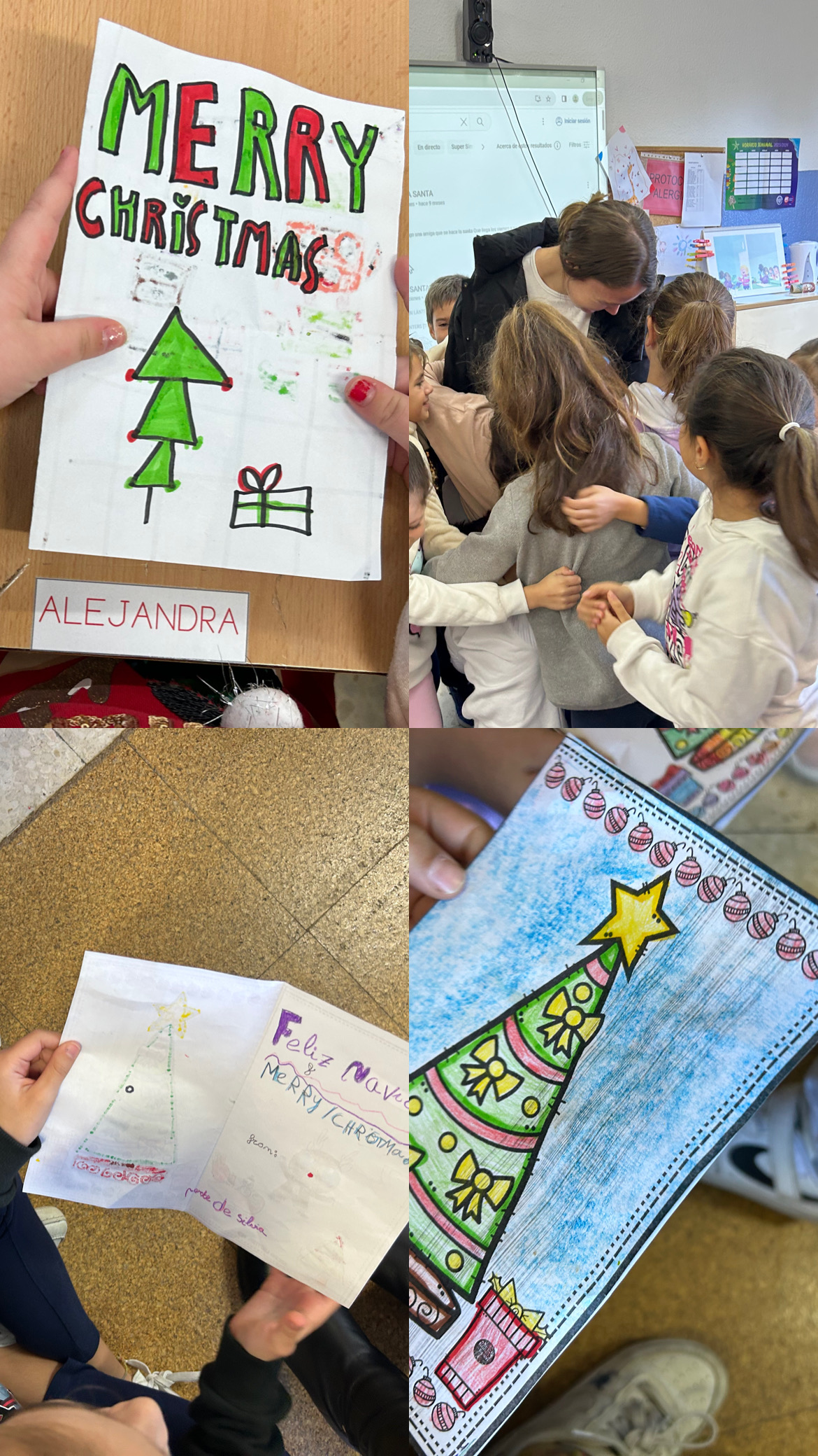 Exchanges of christmas cards after pupils' carols exchange